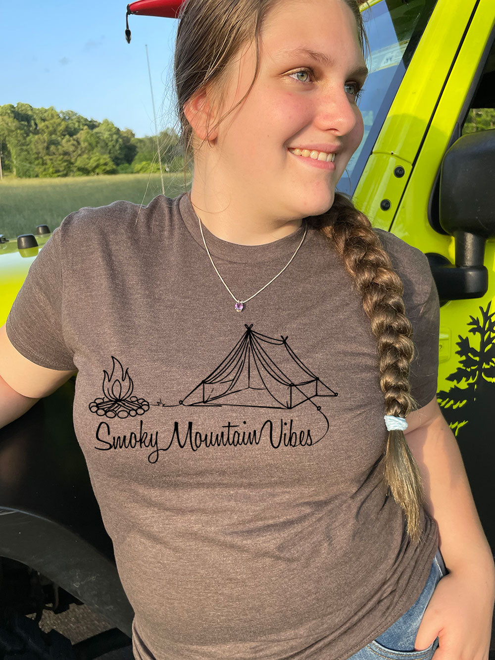 Home is Where the Tent Is – SS tshirt - Macchiato - Smoky Mountain Vibes