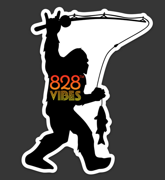 Bigfoot Fisherman Sticker 5" tall