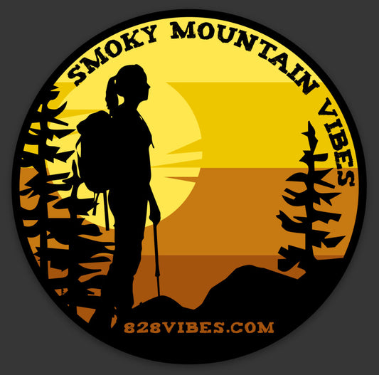 Woman Hiker Smoky Mountain Vibes 3x3 in sticker