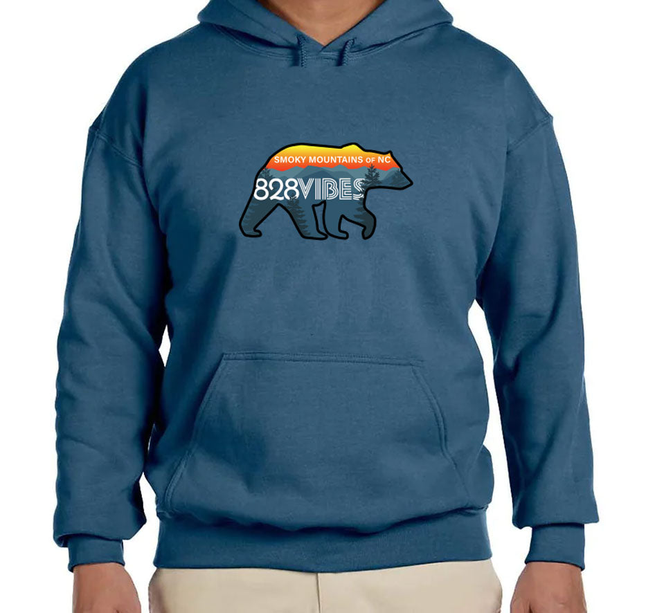 828 Vibes Black Bear Hoodie - Gildan G185 Adult Heavy Blend