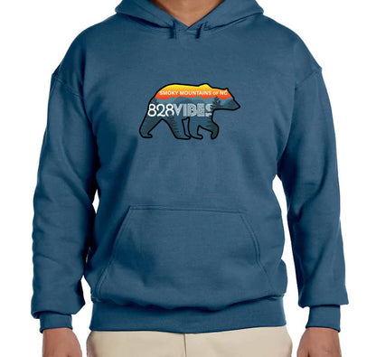 828 Vibes Black Bear Hoodie - Gildan G185 Adult Heavy Blend