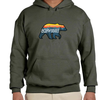 828 Vibes Black Bear Hoodie - Gildan G185 Adult Heavy Blend